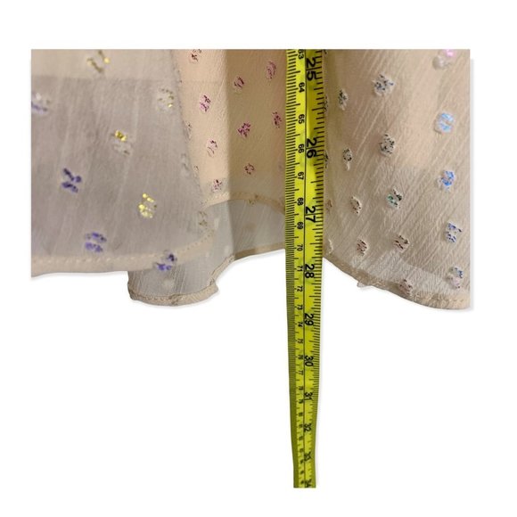 NWT Torrid Ivory Pink Flutter Sleeve Clip Dot Top Size 0 - Picture 6 of 10